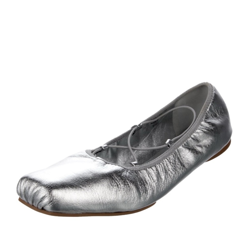 Reformation Barbara Silver Leather ballet flat